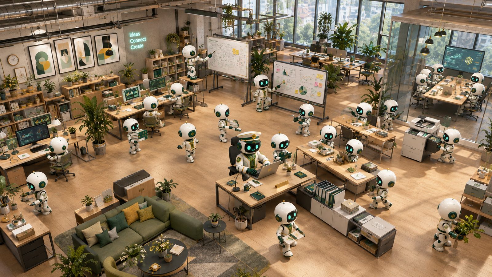 AI社員が働く社内のイメージ